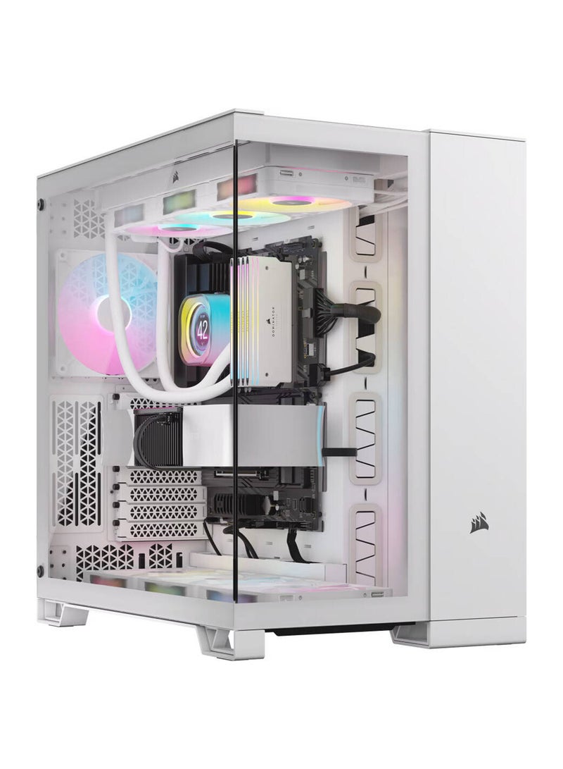 CORSAIR iCUE LINK 6500X RGB Mid-Tower ATX Computer Case, 3x RX RGB Pre-Installed Fans, Up to 360mm Radiator & 10x Fan Support, Dual Chamber Design, Tempered Glass, Modern I/O White  - Image 1