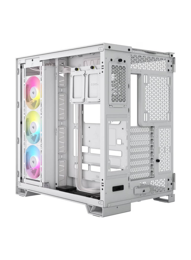 CORSAIR iCUE LINK 6500X RGB Mid-Tower ATX Computer Case, 3x RX RGB Pre-Installed Fans, Up to 360mm Radiator & 10x Fan Support, Dual Chamber Design, Tempered Glass, Modern I/O White  - Image 2