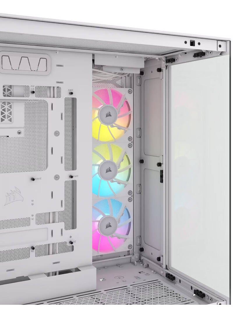 CORSAIR iCUE LINK 6500X RGB Mid-Tower ATX Computer Case, 3x RX RGB Pre-Installed Fans, Up to 360mm Radiator & 10x Fan Support, Dual Chamber Design, Tempered Glass, Modern I/O White  - Image 4