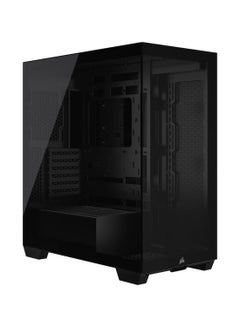 3500XD Mid-Tower Computer Case, Up to 360mm Radiator & 10x Fan Support, Tempered Glass Case Window, 1x Type-C, 2x Type-A & Audio In/Out Interface Black