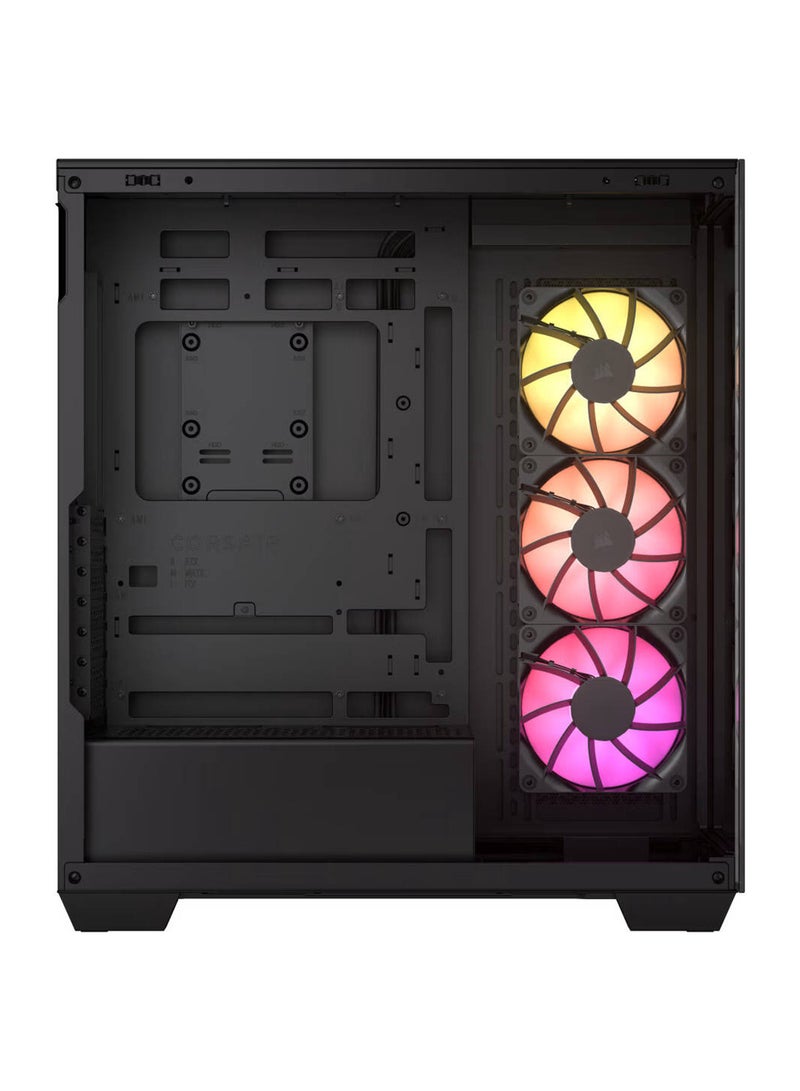 CORSAIR 3500X aRGB Mid-Tower Computer Case, 3x Pre-installed RS120 ARGB Fans, Up to 360mm Radiator & 10x Fan Support, Tempered Glass Window, 1x Type-C, 2x Type-A & Audio In/Out Black  - Image 3
