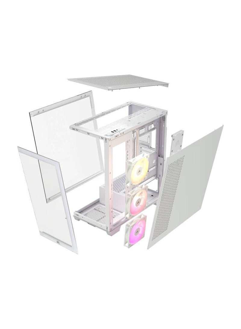 CORSAIR 3500X aRGB Mid-Tower Computer Case, 3x Pre-installed RS120 ARGB Fans, Up to 360mm Radiator & 10x Fan Support, Tempered Glass Window, 1x Type-C, 2x Type-A & Audio In/Out White  - Image 4