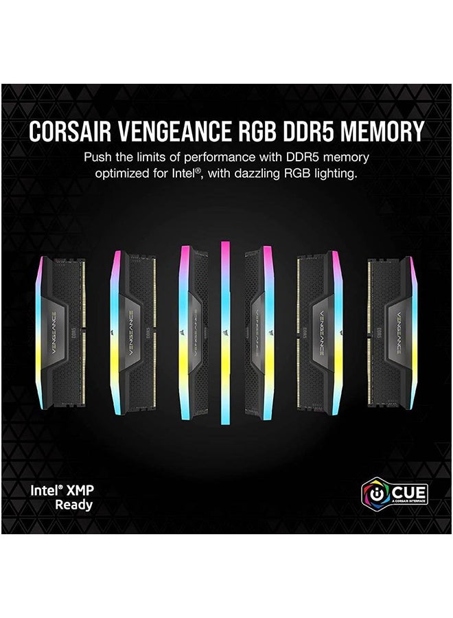 كورسير VENGEANCE RGB 32GB (2x16GB) DDR5 288-Pin Dual Channel Desktop Memory Kit, 6800 MHz Tested Speed, 40-50-50-110 Latency, Intel XMP 3.0 Chipset, Overclock PMIC, Black  - Image 3