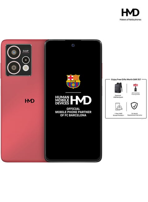 Crest Max 5G Dual Sim Royal Pink 8+8GB RAM 256GB With USB Backpack + 360 Auto Face Tracking Camera + Screen Damage Protection Card  - Middle East Version