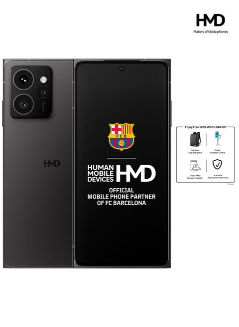 Skyline 5G Dual SIM Twisted Black 12+12GB RAM 256GB With USB Backpack + 3 Axis Foldable Gimbal + Screen Damage Protection Card - Middle East Version