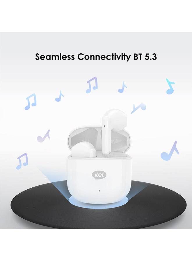 ITEL - Bluetooth Earphones Sahara Edition S10, 13.2mm Bass Drivers Boost wireless Earbuds, Bluetooth 5.3 Low Latency, Crystal-Clear Calls, 25H Playtime Creamy White - Image 1