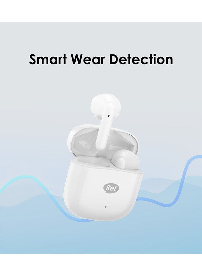 ITEL - Bluetooth Earphones Sahara Edition S10, 13.2mm Bass Drivers Boost wireless Earbuds, Bluetooth 5.3 Low Latency, Crystal-Clear Calls, 25H Playtime Creamy White - Image 1