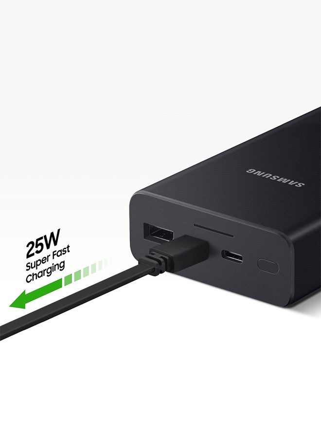 Samsung - 20000 mAh Samsung Power Bank, 2 USB C, 1 USB A,Up to 25W Battery Pack Black - Image 1