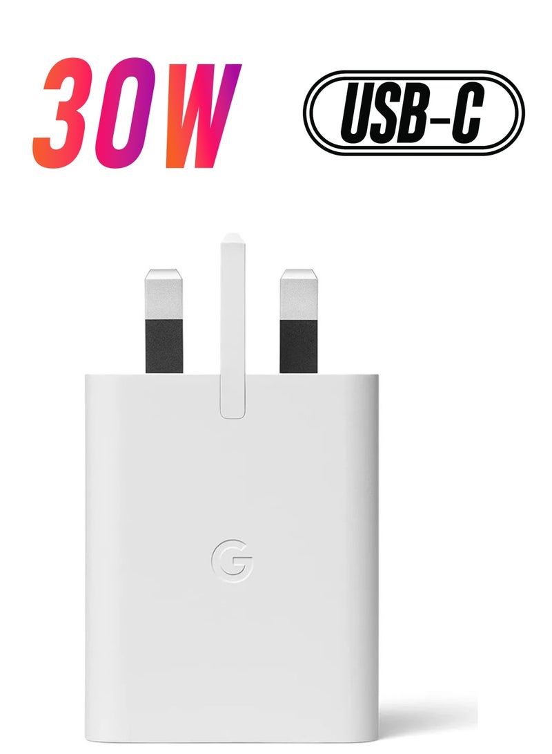 Google - 30W USB-C Charger Compatible with Google Products and Other USB-C Devices Fast Charging Pixel Phone Charger White - Image 1