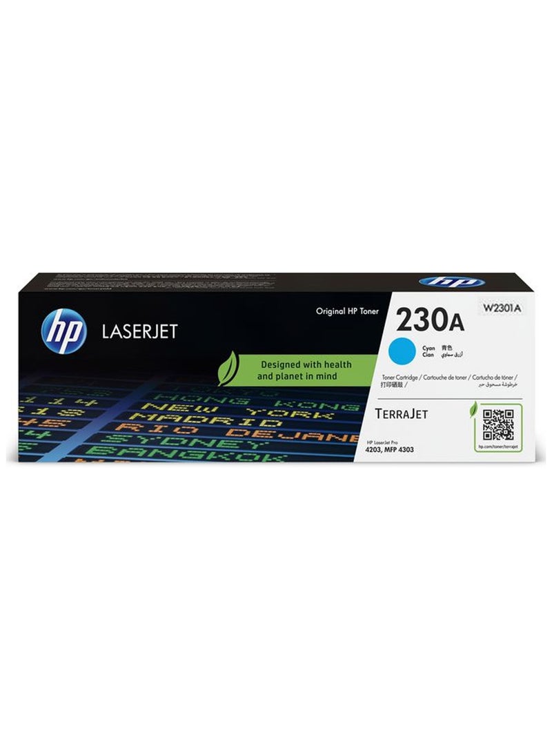 HP Original 230A Laserjet Toner Cartridge For Use: Laserjet Pro 4203, MFP 4303 Cyan  - Image 1