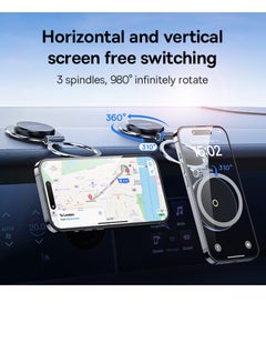 بيسوس Magnetic Phone Holder for Car Dashboard and Windshield [18N Double Layer Strong Magnets] Design for Tesla Car, Super Slim and Metal Body Compatible for iPhone 15 14 Pro Max Plus, Samsung S24 S2 and MagSafe Case Black  - Image 2