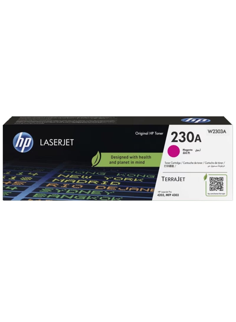HP 230A Magenta Original Laserjet Toner Cartridge For Use: Laserjet Pro 4203, MFP 4303 Magenta  - Image 1