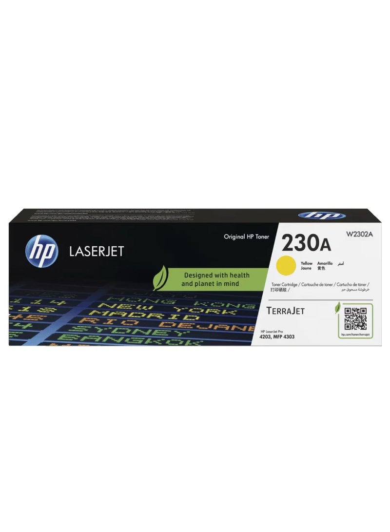 HP Original 230A Laserjet Toner Cartridge For Use: Laserjet Pro 4203, MFP 4303 Yellow  - Image 1