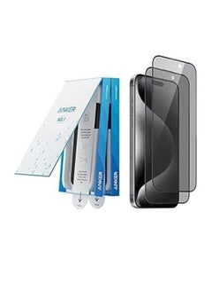 Anker Screen Protector, Bubble-and-Dust-Free iPhone HD Tempered Glass, Durable and Drop-Proof with 9H Hardness, Easy Installation Exclusively for iPhone 15 Pro Max 6.7-Inch (2-Pack) 