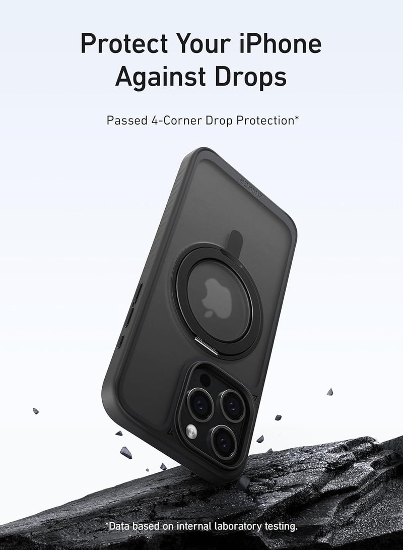 Anker - Magnetic Phone Case for iPhone 15 Pro Max Case, Anti-Slip and Drop-Proof Protective Cover with 360° Ring Stand, iPhone Case Compatible with MagSafe, Exclusively Designed for iPhone 15 Pro Max Black - Image 1