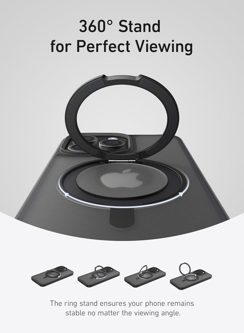 Anker - Magnetic Phone Case for iPhone 15 Pro Max Case, Anti-Slip and Drop-Proof Protective Cover with 360° Ring Stand, iPhone Case Compatible with MagSafe, Exclusively Designed for iPhone 15 Pro Max Black - Image 1