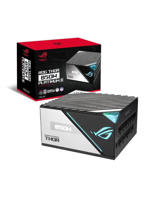 ROG THOR 850W Platinum II Fully Modular Power Supply, 80 Plus Platinum,135mm Wing-blade Fan with PWM Control, ROG Heatsinks, OLED Display, Aura Sync, Low-ESR Capacitors | 90YE00L2-B0NA00 White/Black