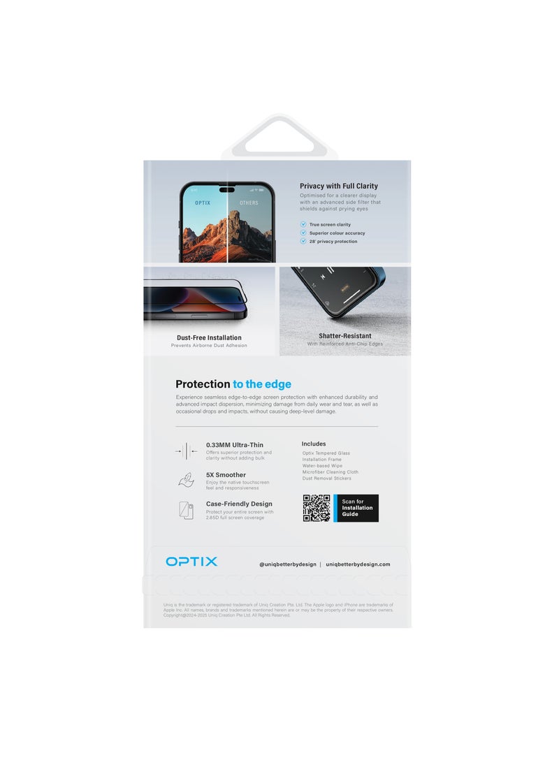 يونيك واقي شاشة زجاجي Optix Privacy لهاتف Iphone 16 (2024) 6.1 - - Image 2