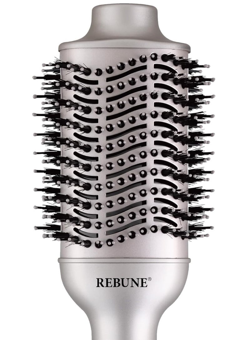 REBUNE 1300 Watts Hair Styler Auto Shut Off When Overheating Tangle-Free Tufted Bristles Tapered Heads With Three Control Cold Hot Air Styler Silver  - Image 3