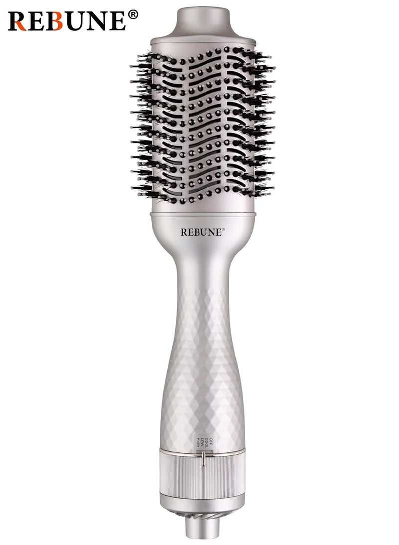 REBUNE 1300 Watts Hair Styler Auto Shut Off When Overheating Tangle-Free Tufted Bristles Tapered Heads With Three Control Cold Hot Air Styler Silver  - Image 1