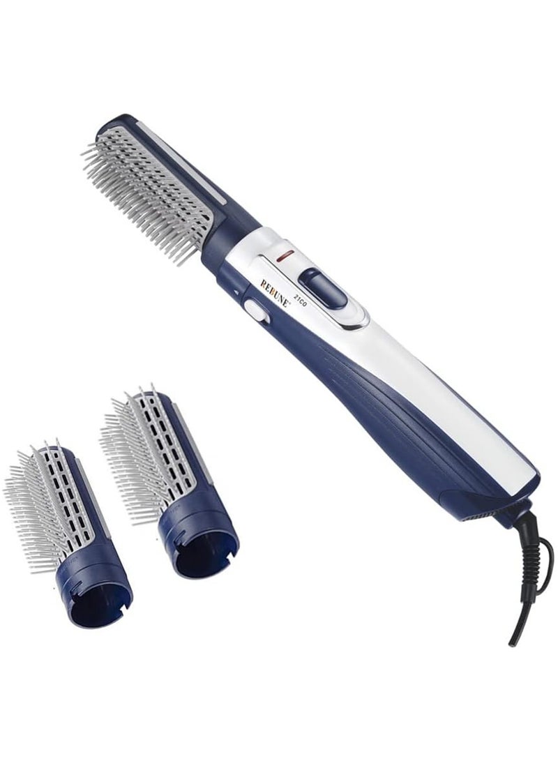 ريبون Original RE-2025-2 Electric Hair Styler Brush 3 In 1 Hot Air Styler With 2 Attachment 1200W UAE Plug Blue/White  - Image 3