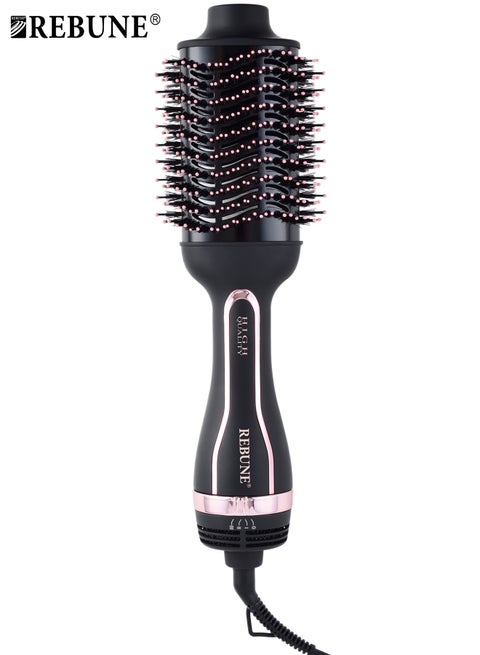RE-2512 Hair Dryer Brush 1200W 5 In 1 Hot Air Styler Negative Ion Blow Dryer for Hair Styling Drying Volumizing and Curling with Ion Care High-Speed Motor Hair Styler Black/Gold