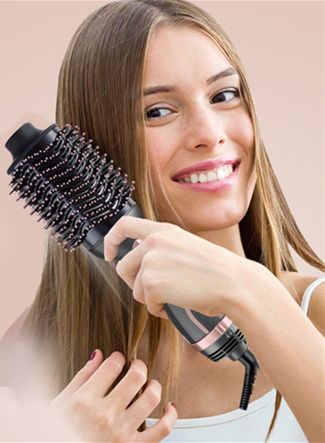 REBUNE - RE-2512 Hair Dryer Brush 1200W 5 In 1 Hot Air Styler Negative Ion Blow Dryer for Hair Styling Drying Volumizing and Curling with Ion Care High-Speed Motor Hair Styler Black/Gold - Image 1