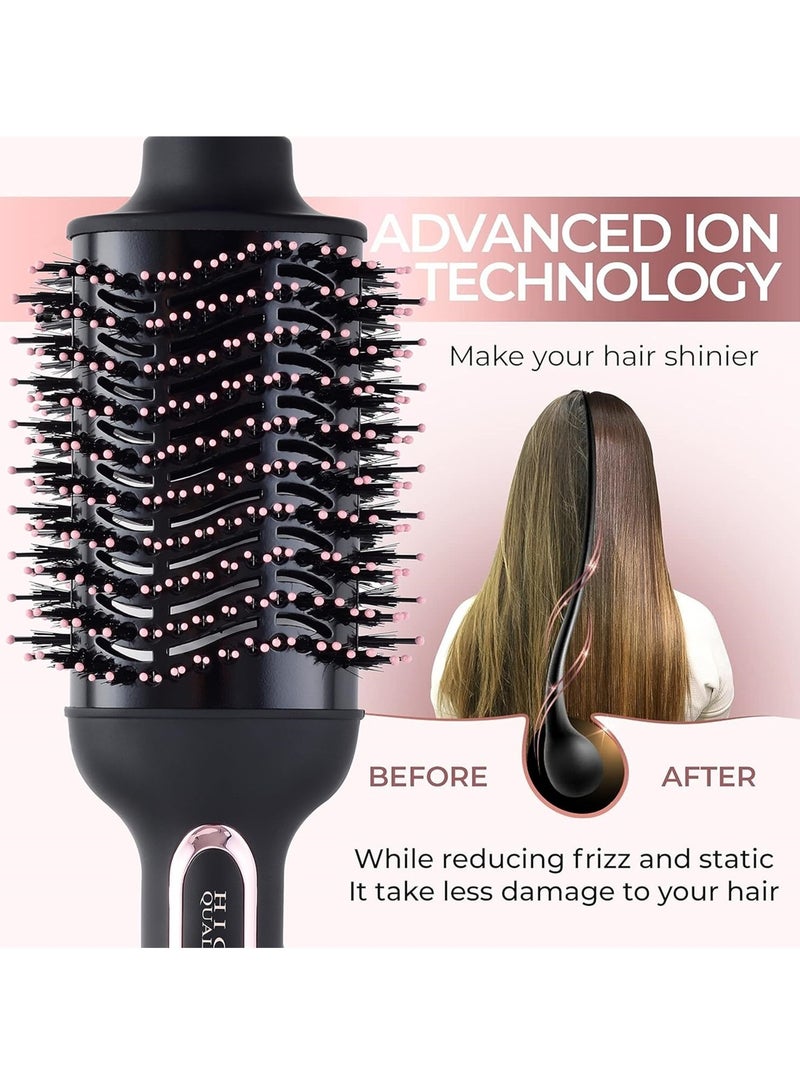 REBUNE - RE-2512 Hair Dryer Brush 1200W 5 In 1 Hot Air Styler Negative Ion Blow Dryer for Hair Styling Drying Volumizing and Curling with Ion Care High-Speed Motor Hair Styler Black/Gold - Image 1