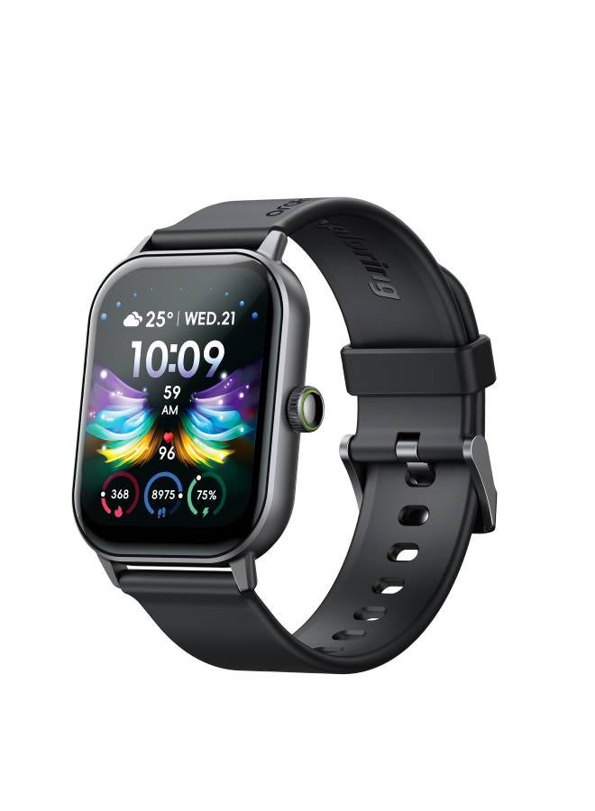 Oraimo Watch 5 Bluetooth Call Smart Watch 2.01inch HD Display Fitness Watch, 300 mAh, Scratch-resistant &Anti-Explosion Tempered Glass Screen with 100+ Sports Modes & Blood Oxygen & Heart Rate Monitor, Waterproof Light Chrome Black 