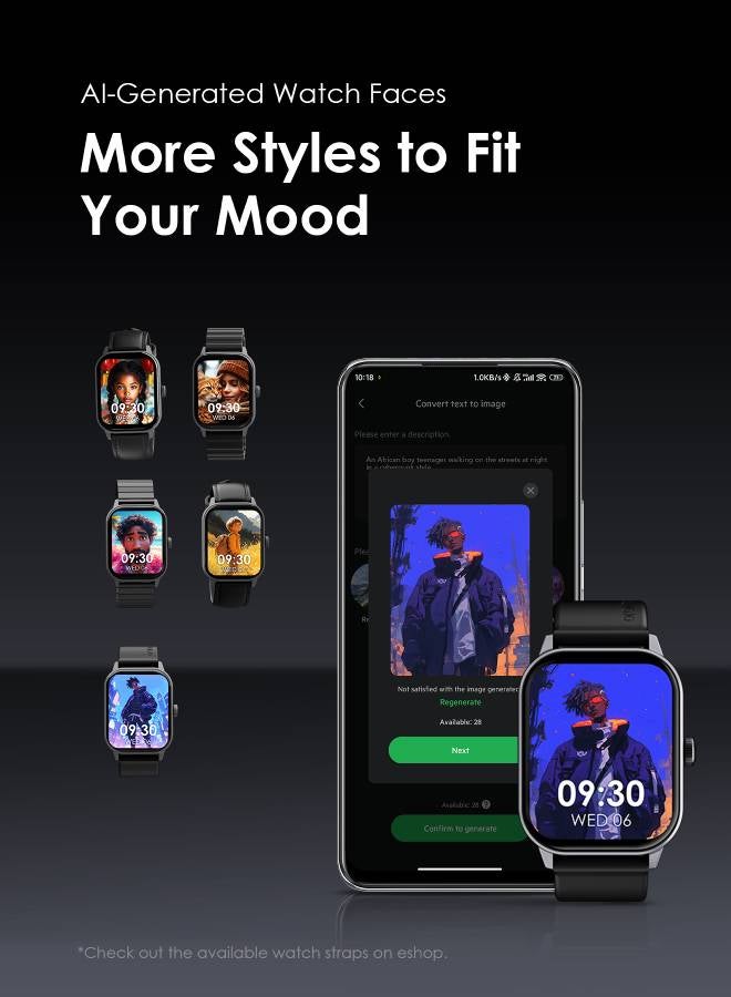 Oraimo - Watch 5 Bluetooth Call Smart Watch 2.01inch HD Display Fitness Watch, 300 mAh, Scratch-resistant &Anti-Explosion Tempered Glass Screen with 100+ Sports Modes & Blood Oxygen & Heart Rate Monitor, Waterproof Light Chrome Black - Image 1