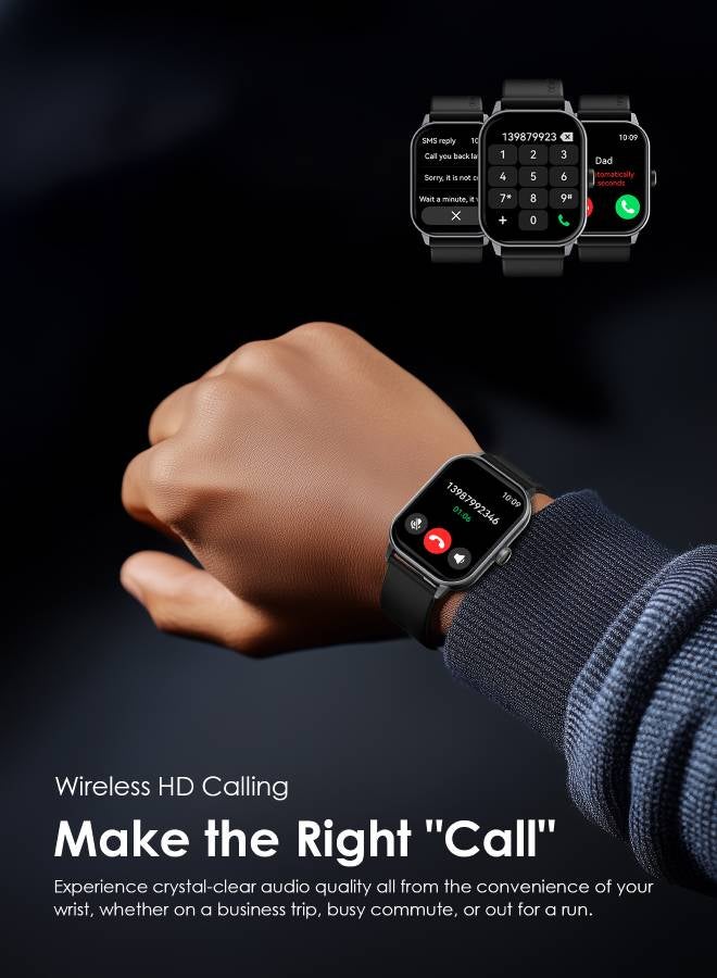 Oraimo - Watch 5 Bluetooth Call Smart Watch 2.01inch HD Display Fitness Watch, 300 mAh, Scratch-resistant &Anti-Explosion Tempered Glass Screen with 100+ Sports Modes & Blood Oxygen & Heart Rate Monitor, Waterproof Light Chrome Black - Image 1