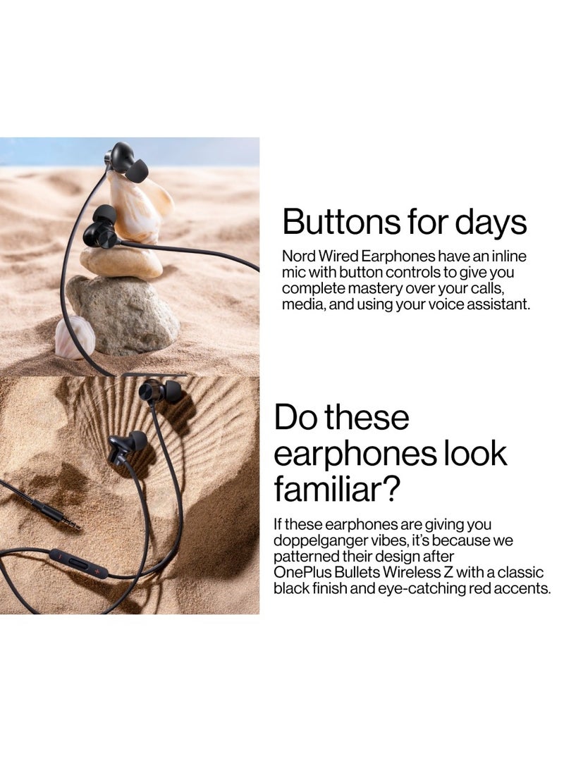 OnePlus - Nord Wired Earphones With Mic, 3.5mm Audio Jack, Enhanced Bass With 9.2mm Dynamic Drivers, In-Ear Wired Earphone Black - Image 1