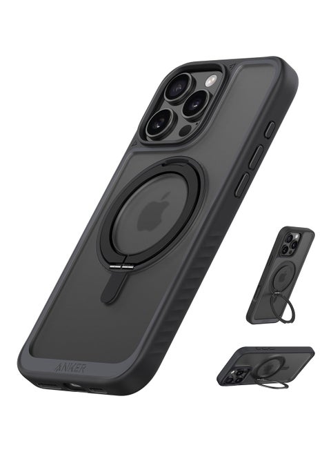Ultra Magnetic for iPhone 16 Pro Case with Sturdy 360° Ring Stand, Military-Grade Shockproof iPhone 16 Pro Kickstand Compatible with MagSafe,Black Clear