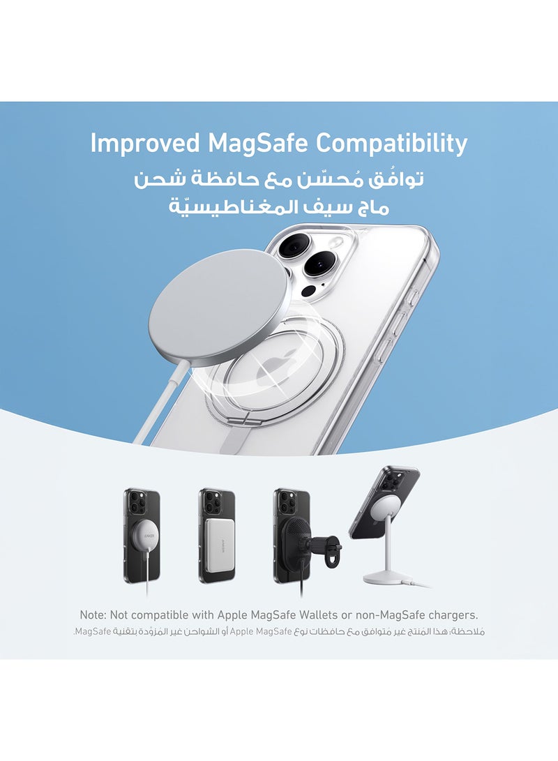 Ultra Magnetic for iPhone 16 Pro Case with Sturdy 360° Ring Stand, Military-Grade Shockproof iPhone 16 Pro Kickstand Compatible with MagSafe,Black Clear