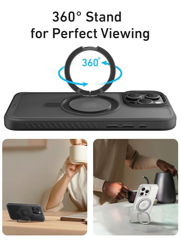 Anker Ultra Magnetic for iPhone 16 Pro Max Case with Sturdy 360° Ring Stand, Military-Grade Shockproof iPhone 16 Pro Max Kickstand Compatible with MagSafe(Black) Black  - Image 2