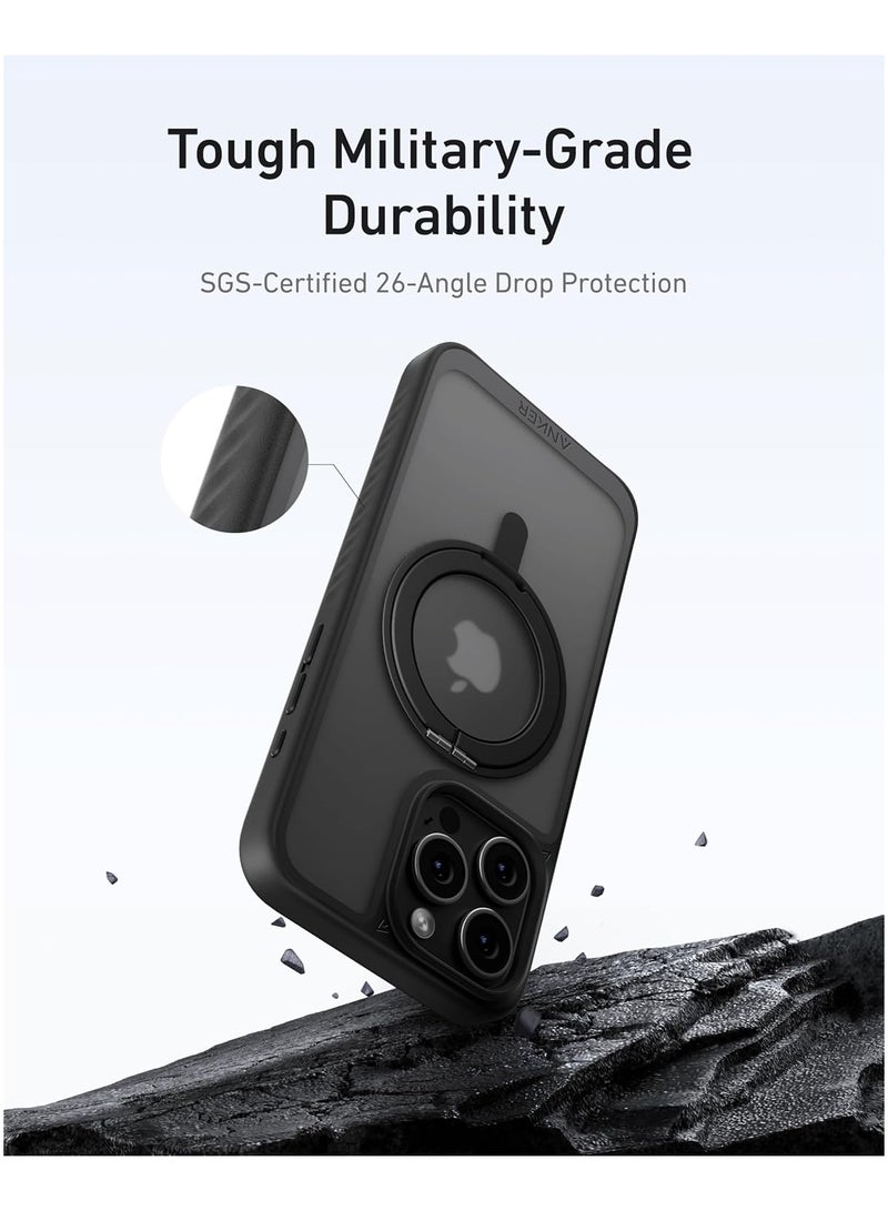 Anker Ultra Magnetic for iPhone 16 Pro Max Case with Sturdy 360° Ring Stand, Military-Grade Shockproof iPhone 16 Pro Max Kickstand Compatible with MagSafe(Black) Black  - Image 4