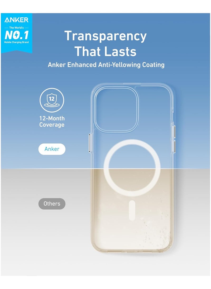 Anker - MagGo Clear Magnetic Phone Case Cover for iPhone 15 Pro Max, Ultra-Slim and Durable Protective Cover, iPhone Case Compatible with MagSafe, Clear Case Exclusively Designed for iPhone 15 Pro Max Clear - Image 1