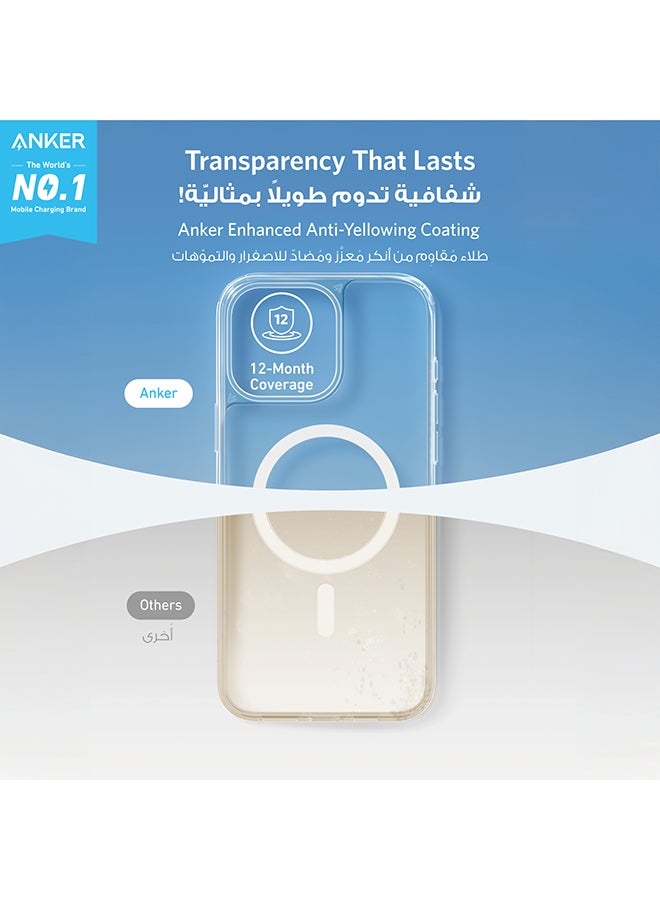 Anker for iPhone 16 Pro Case Cover, Compatible with MagSafe, Military-Grade Protection, Yellowing Resistant, Scratch-Resistant Back, Magnetic Phone Case for iPhone 16 Pro, Classic Series Clear  - Image 2