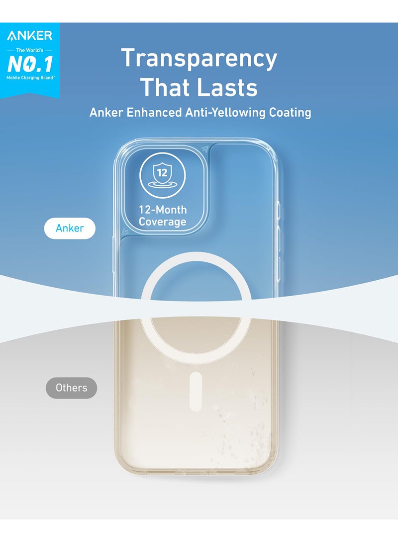 Anker for iPhone 16 Pro Max Case Cover, Compatible with MagSafe, Military-Grade Protection, Yellowing Resistant, Scratch-Resistant Back, Magnetic Phone Case for iPhone 16 Pro Max,Classic Series Clear  - Image 2