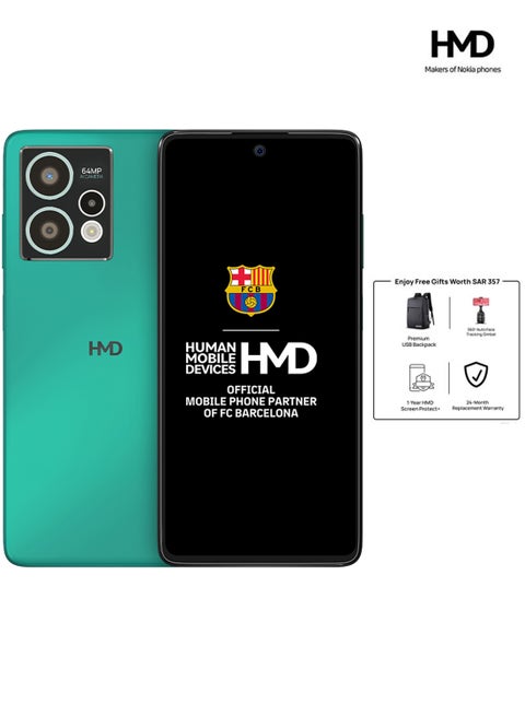 Crest Max 5G Dual SIM Aqua Green 8+8GB RAM 256GB With USB Backpack + 360 Auto Face Tracking Camera + Screen Damage Protection Card  - Middle East Version