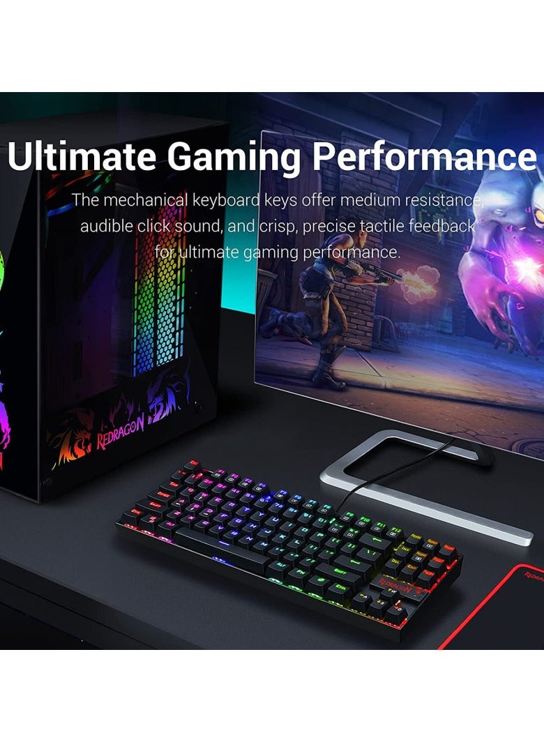 REDRAGON - 87-Key K552 Kumara RGB Mechanical Keyboard | Red Switches | Compact Design | Adjustable Backlighting - Image 1