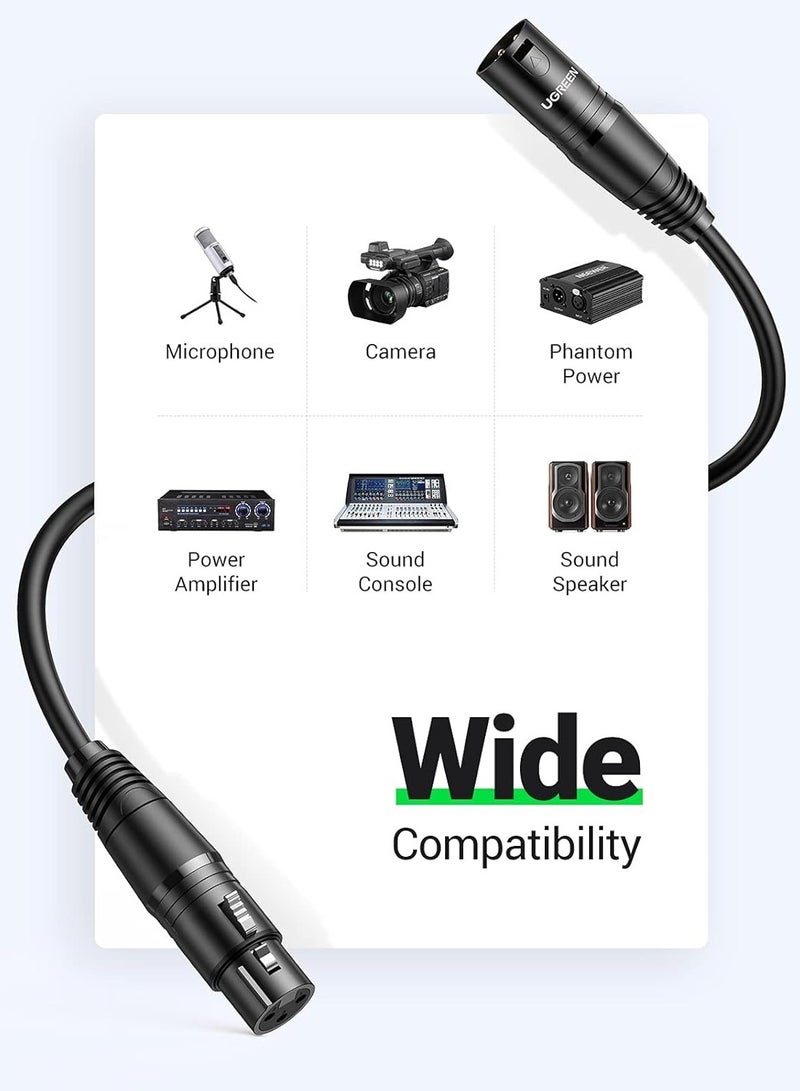 Ugreen UGREEN XLR Cable, Microphone XLR Male to Female Extension Cable XLR Jack Extender Cord for PA System, Studio Recorder, Amplifier, Mixer, Speaker System, or Professional Recording, Playing Live (5M) Black  - Image 3