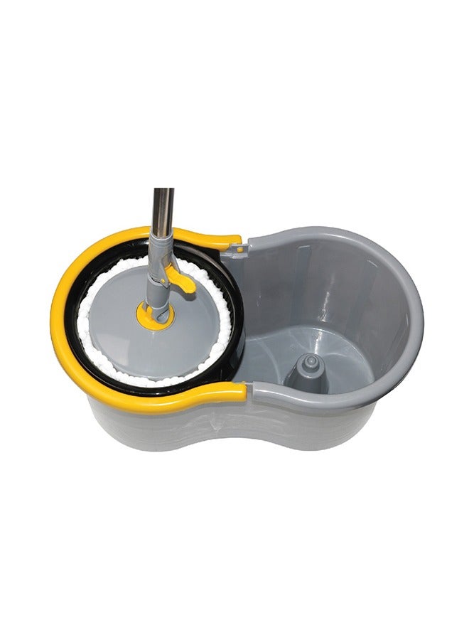 ESQUBE - Esqube 360 Degree Spin Mop Set With Additional Refill, Telescopic Handle, Microfiber Mop Head Assorted With Drain Plug Grey/Yellow/Black - Image 1