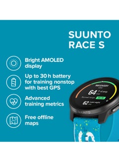 Suunto Race S Stainless Performance Watch | 45mm HD AMOLED Screen, Digital Crown, HRV, Race, Train, Recover, Long Battery, Offline Maps, Dual-band GPS/GNSS, 95+ Sports Mode, Planner - Power Blue  - Image 4