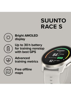 Suunto Race S Stainless Performance Watch | 45mm HD AMOLED Screen, Digital Crown, HRV, Race, Train, Recover, Long Battery, Offline Maps, Dual-band GPS/GNSS, 95+ Sports Mode, Planner - Powder Grey  - Image 5
