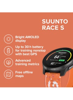 Suunto Race S Stainless Performance Watch | 45mm HD AMOLED Screen, Digital Crown, HRV, Race, Train, Recover, Long Battery, Offline Maps, Dual-band GPS/GNSS, 95+ Sports Mode, Planner - Power Orange  - Image 4