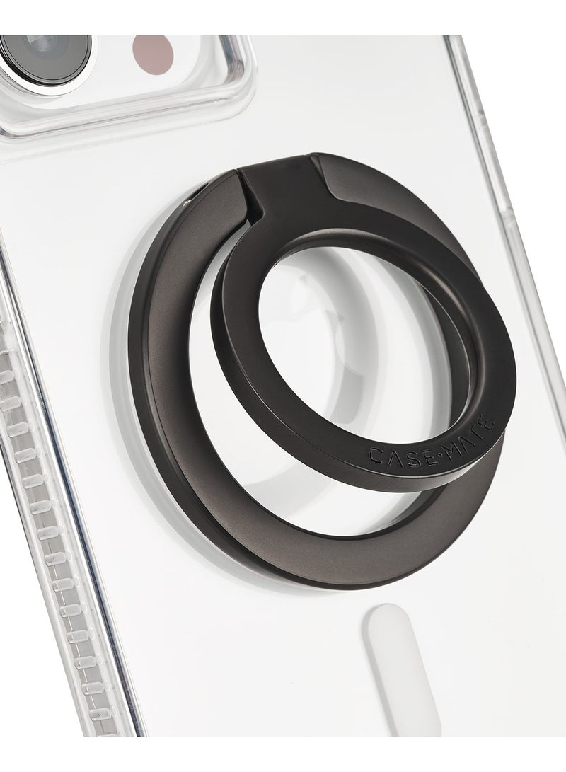 CASE-MATE - MagSafe Ring Stand - Magnetic Grip Holder, Strong Secured Magnets 3x iPhone Weight, Removable Grip for Apple iPhone 15/14/13/12 Series & MagSafe Cases, Stainless Steel - Black - Image 1
