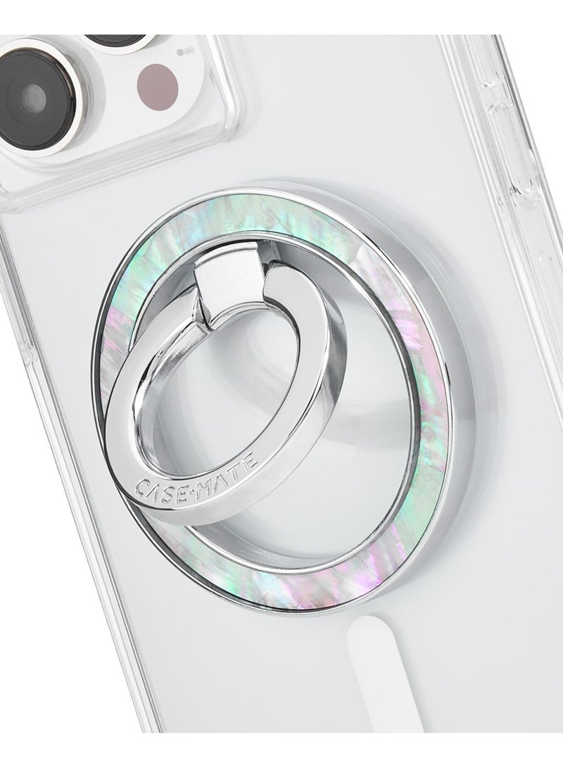 CASE-MATE - MagSafe Ring Stand - Magnetic Grip Holder, Strong Secured Magnets 3x iPhone Weight, Removable Grip for Apple iPhone 15/14/13/12 Series & MagSafe Cases - Mother Of Pearl Pearl - Image 1