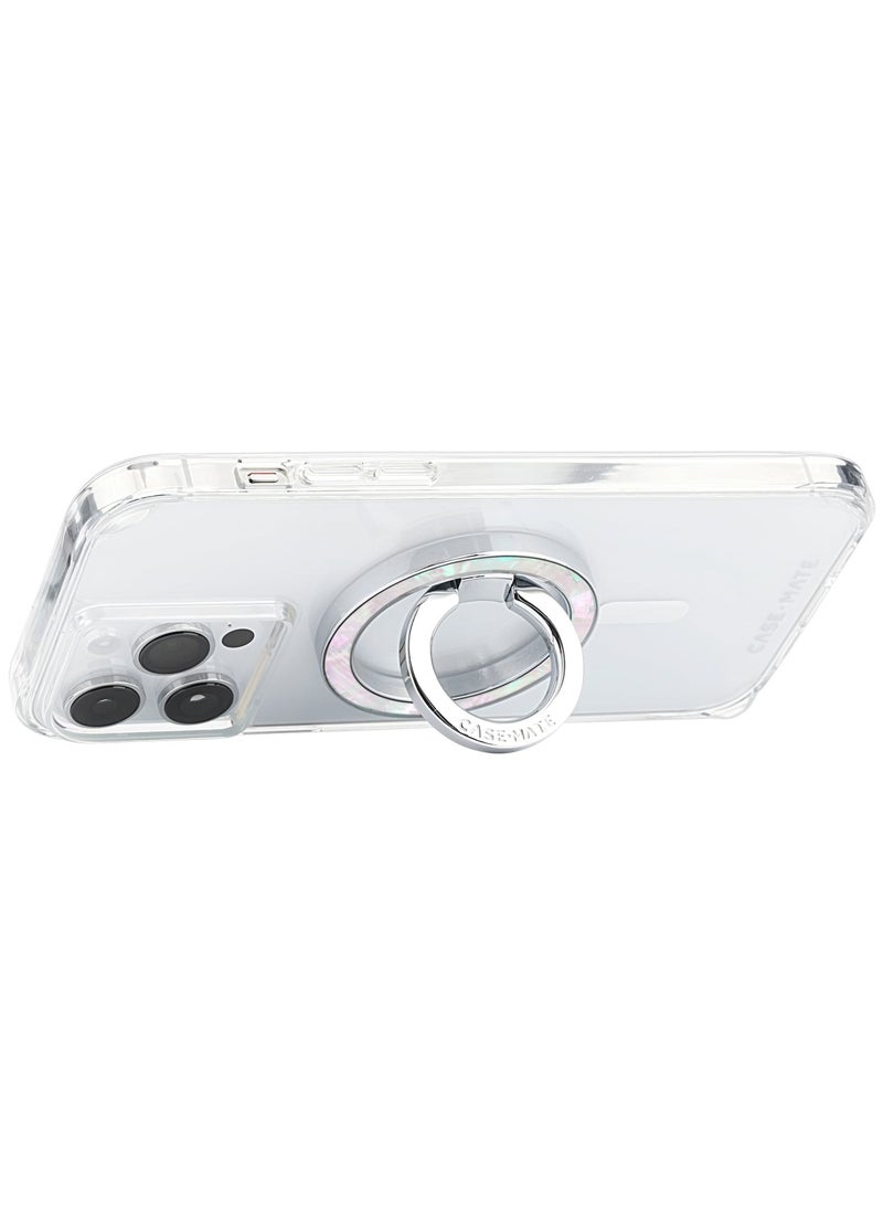 CASE-MATE - MagSafe Ring Stand - Magnetic Grip Holder, Strong Secured Magnets 3x iPhone Weight, Removable Grip for Apple iPhone 15/14/13/12 Series & MagSafe Cases - Mother Of Pearl Pearl - Image 1