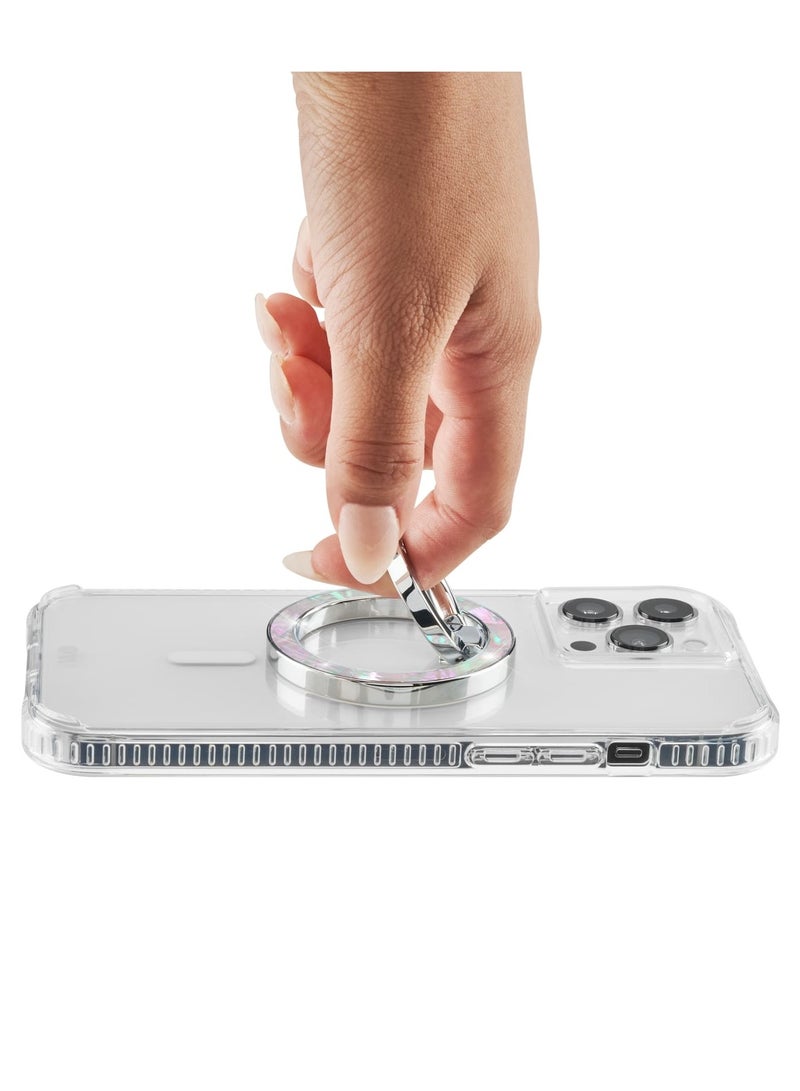 CASE-MATE - MagSafe Ring Stand - Magnetic Grip Holder, Strong Secured Magnets 3x iPhone Weight, Removable Grip for Apple iPhone 15/14/13/12 Series & MagSafe Cases - Mother Of Pearl Pearl - Image 1